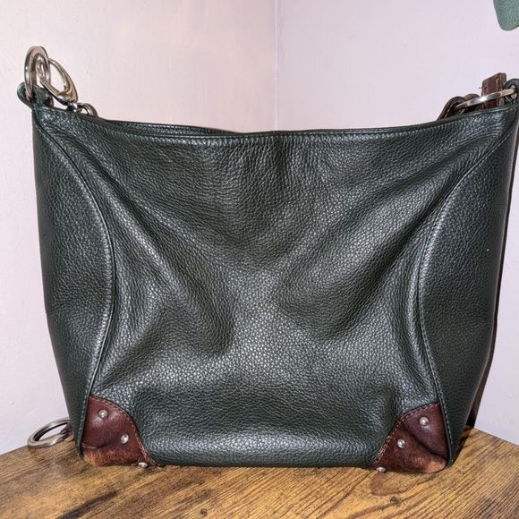 Vintage Valentina Italian leather Green/Brown with Classic Hobo Design - Picture 1 of 12